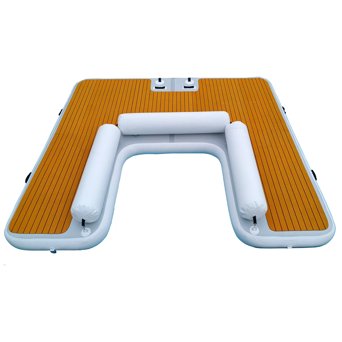BalaFloat opblaasbaar zwemplatform, drijvend eiland, aanlegsteiger voor boards, foils of jetski – U-vorm, 2,95 m x 2,74 m, met zachte zwemtrap