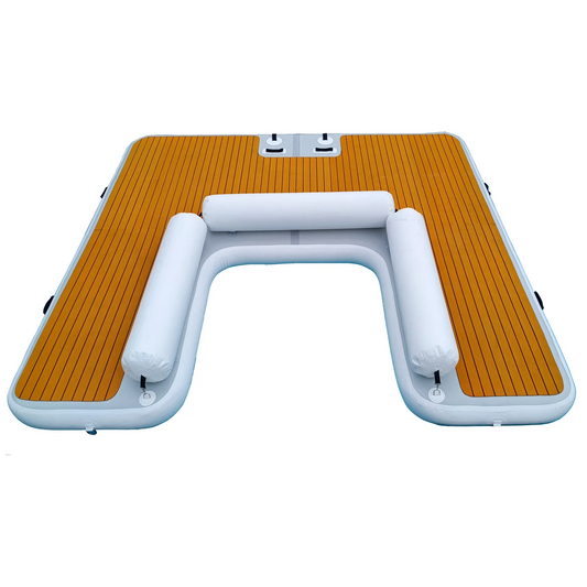 BalaFloat inflatable swim platform, floating island, dock for boards, foils or jet skis, U-shaped, 2.95 m x 2.74 m, with soft ladder